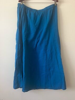 J Jill Maxi Skirt Blue Sz Medium Cotton Pull On Elastic Waist
